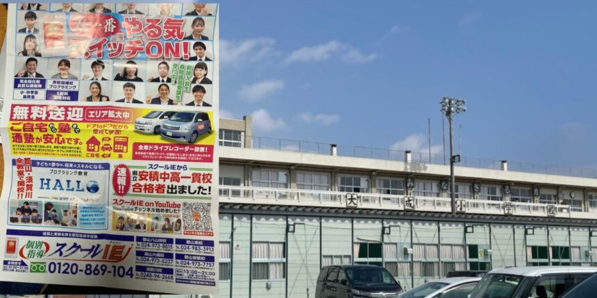 【郡山市】大成小で児童に塾チラシ配布